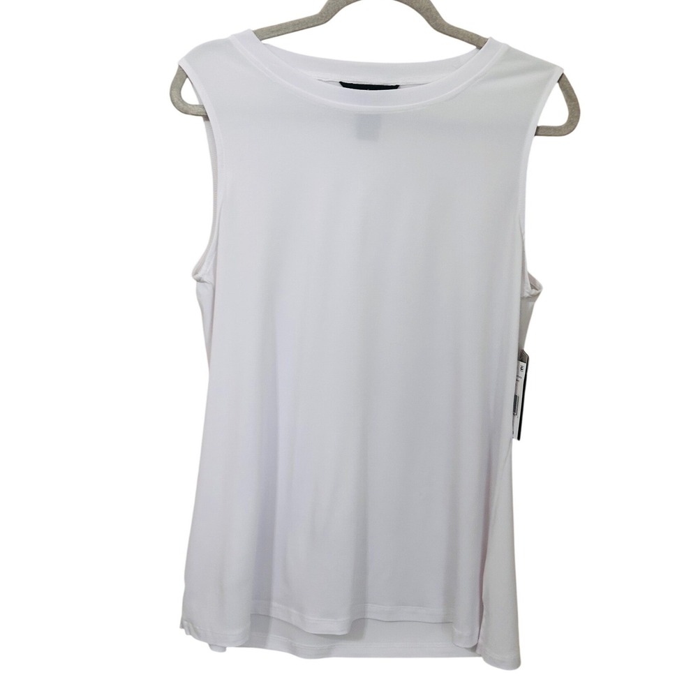 Ali Miles Womens Size L White Crepe Luxe Sleeveless Tank Top Shell Size L NWT